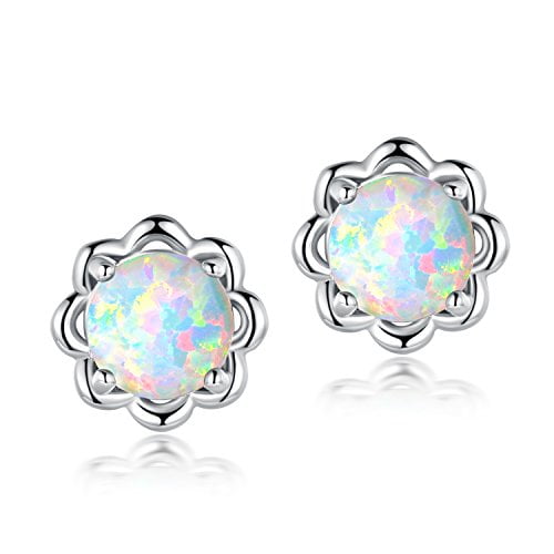 14k Gold Plated Sterling Silver Post Small Studs for Women Flower Opal Stud Earrings Hypoallergenic 14k Gold Plated Sterling Silver Post Small Studs for Women Flower Opal Stud Earrings Hypoallergenic